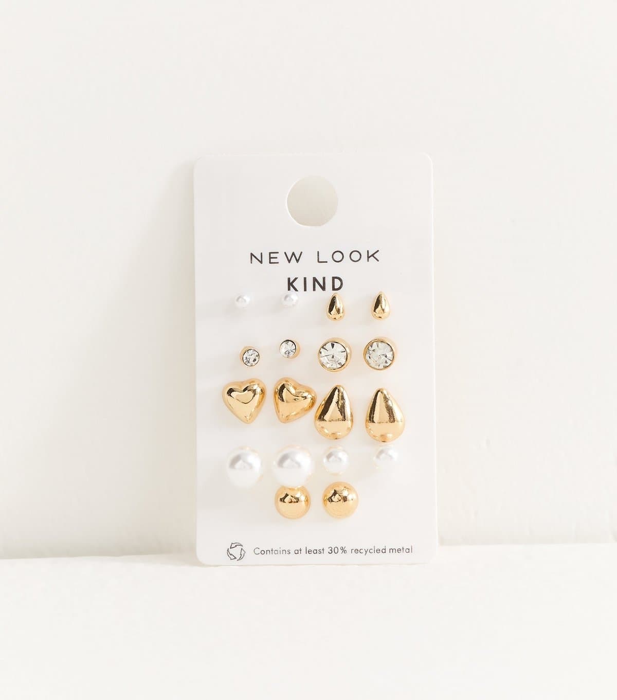 New Look Pack of 6 Gold Tone Mixed Faux Pearl Stud Earrings New Look