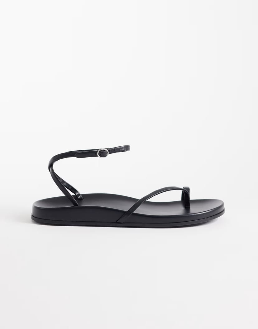 ASOS Mango 100% leather strappy toe detail sandal in black - 1