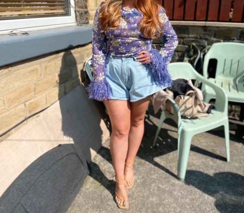 ASOS Purple Floral Feather Sleeve Top