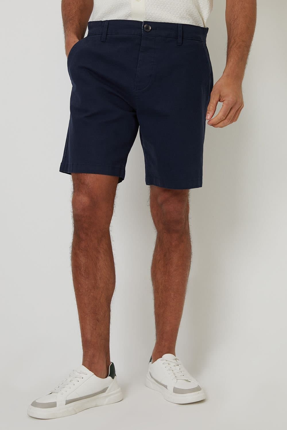 Threadbare Threadbare Men's Cotton Regular Fit Stretch Chino Shorts in Navy