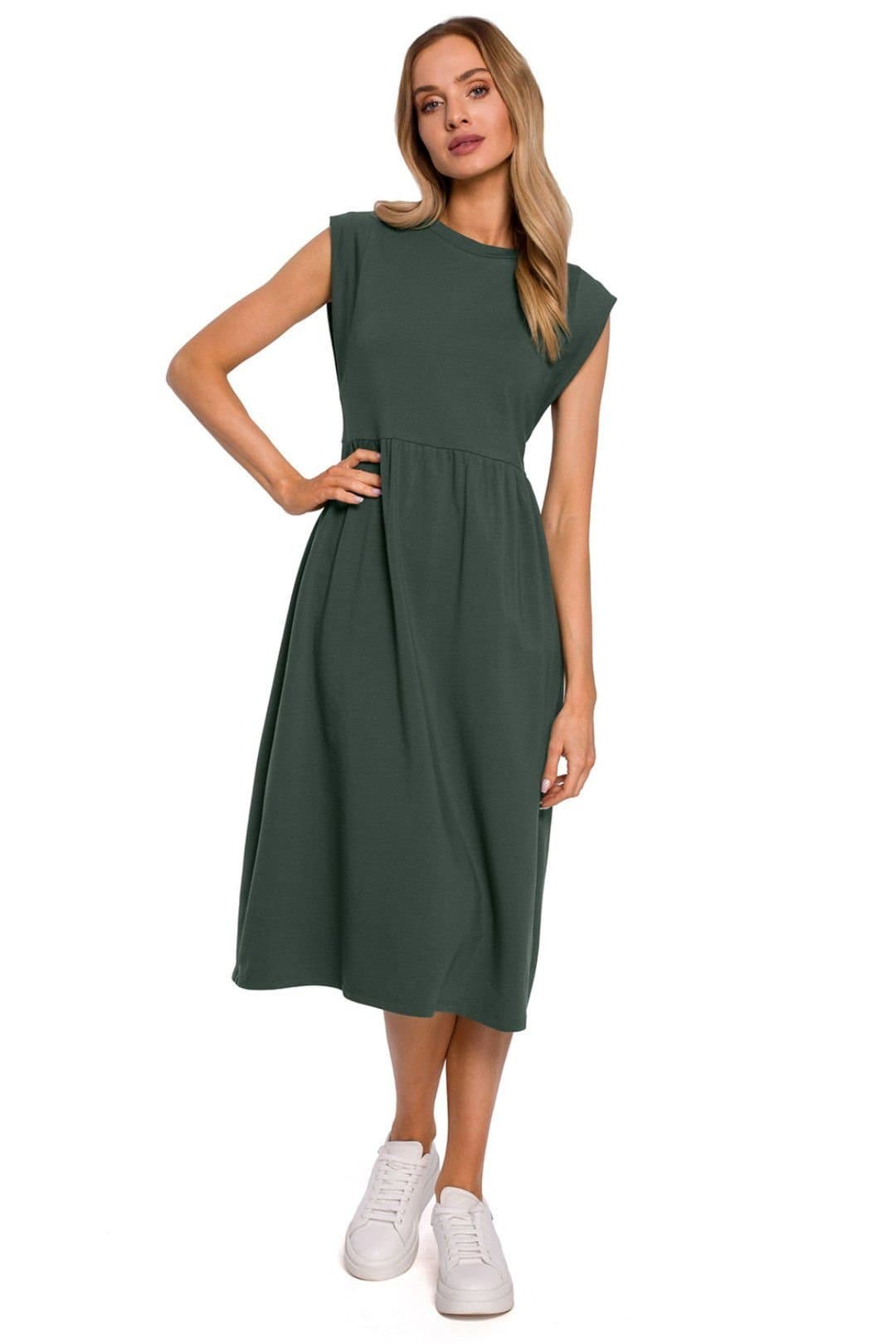 Love Lace Love Lace Women's High Waist Midi Knitted Dress Short Sleeve in Green
