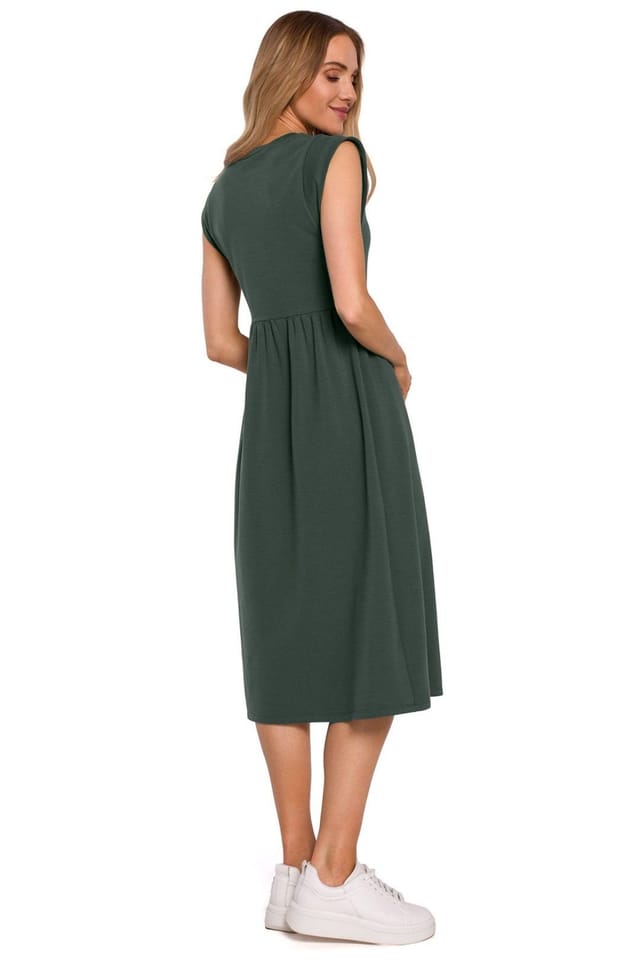 Love Lace Love Lace Women's High Waist Midi Knitted Dress Short Sleeve in Green - 2