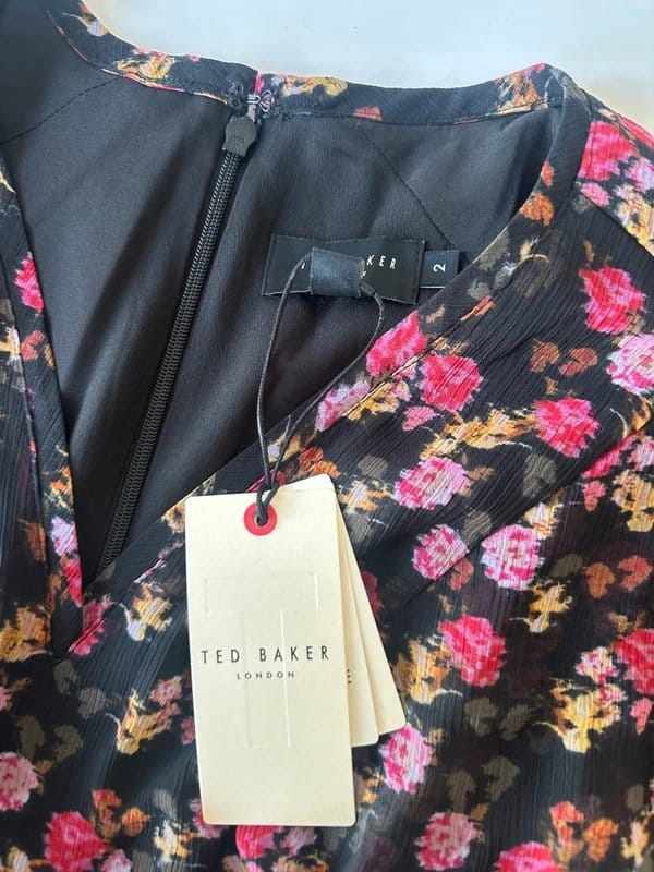 Ted Baker Floral Peplum Blouse Size 2 UK 10 Chiffon