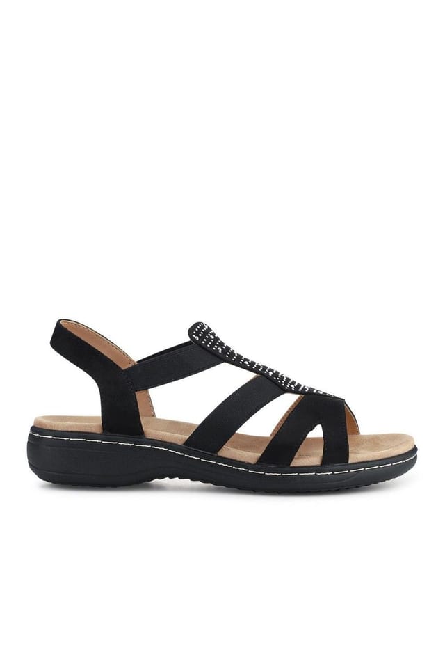 Pavers Pavers Women's Wide Fit Elasticated Sandals in Black - 2