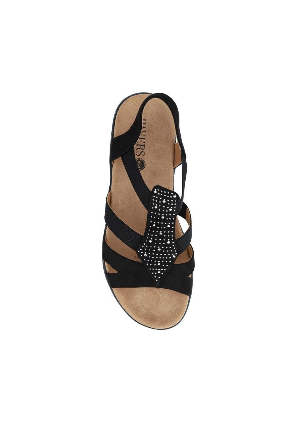 Pavers Pavers Women's Wide Fit Elasticated Sandals in Black - 4
