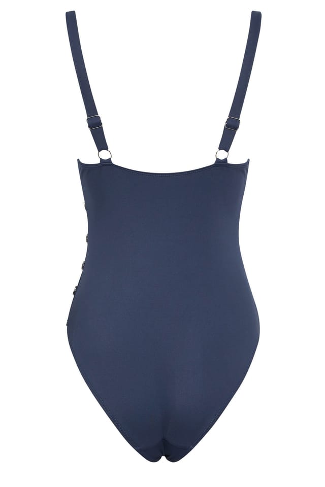 Star By Julien Macdonald Star by Julien Macdonald Women's Popper Detail Plunge Swimsuit in Dark Navy - 3