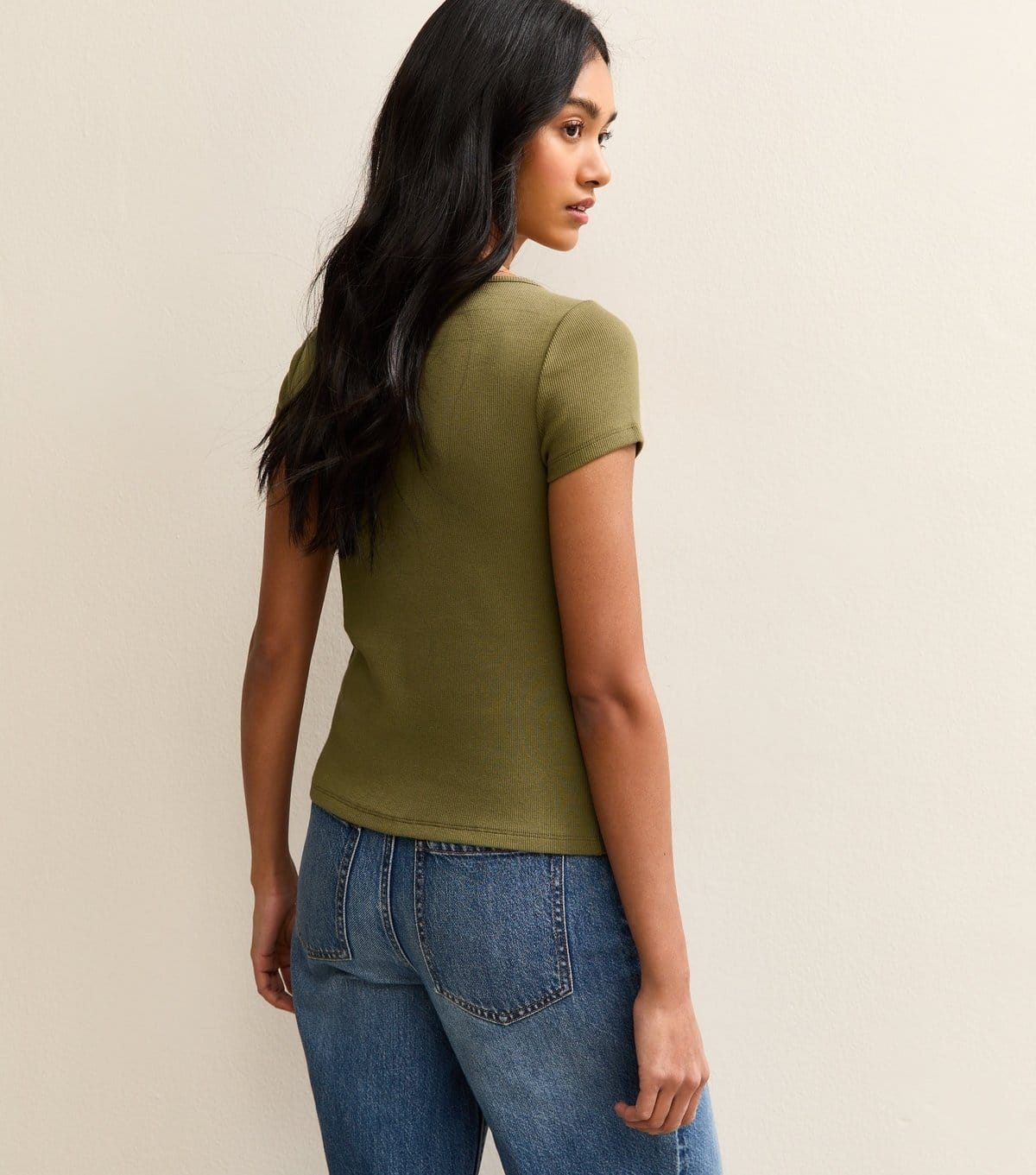 New Look Women's Dark Khaki Popper Through Top New Look - 4