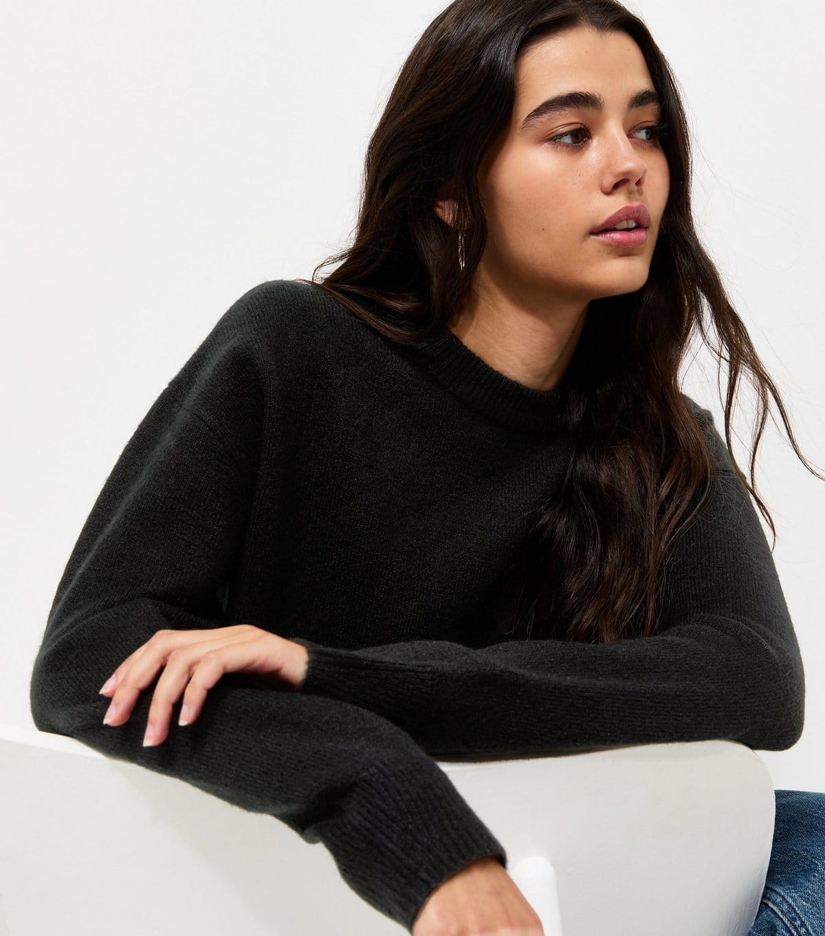 Women's Black Midweight Crew Neck Jumper New Look