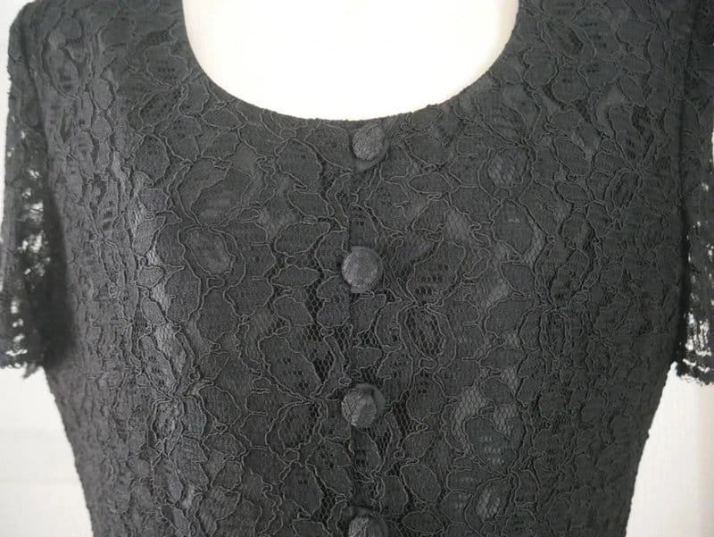 C&A Vintage Black Lace/Crochet Evening Dress Size 10