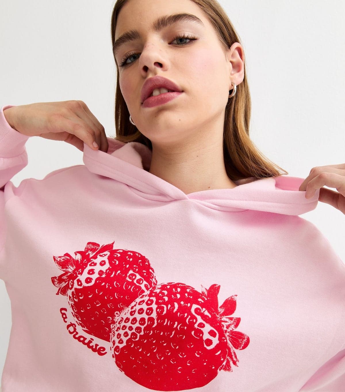 New Look Girls' Pink Strawberry Print Hoodie New Look