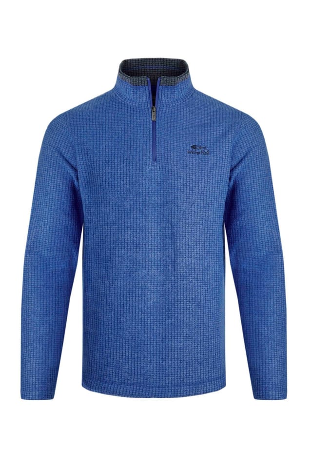 Weird Fish Weird Fish Men's Newark 1/4 Zip Grid Fleece in Blue - 2
