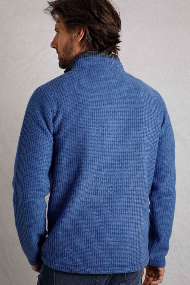 Weird Fish Weird Fish Men's Newark 1/4 Zip Grid Fleece in Blue - 3