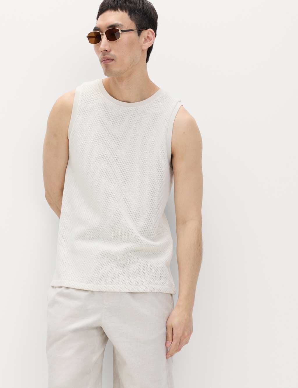 Marks & Spencer M&S Cotton Rich Knitted Vest Ecru