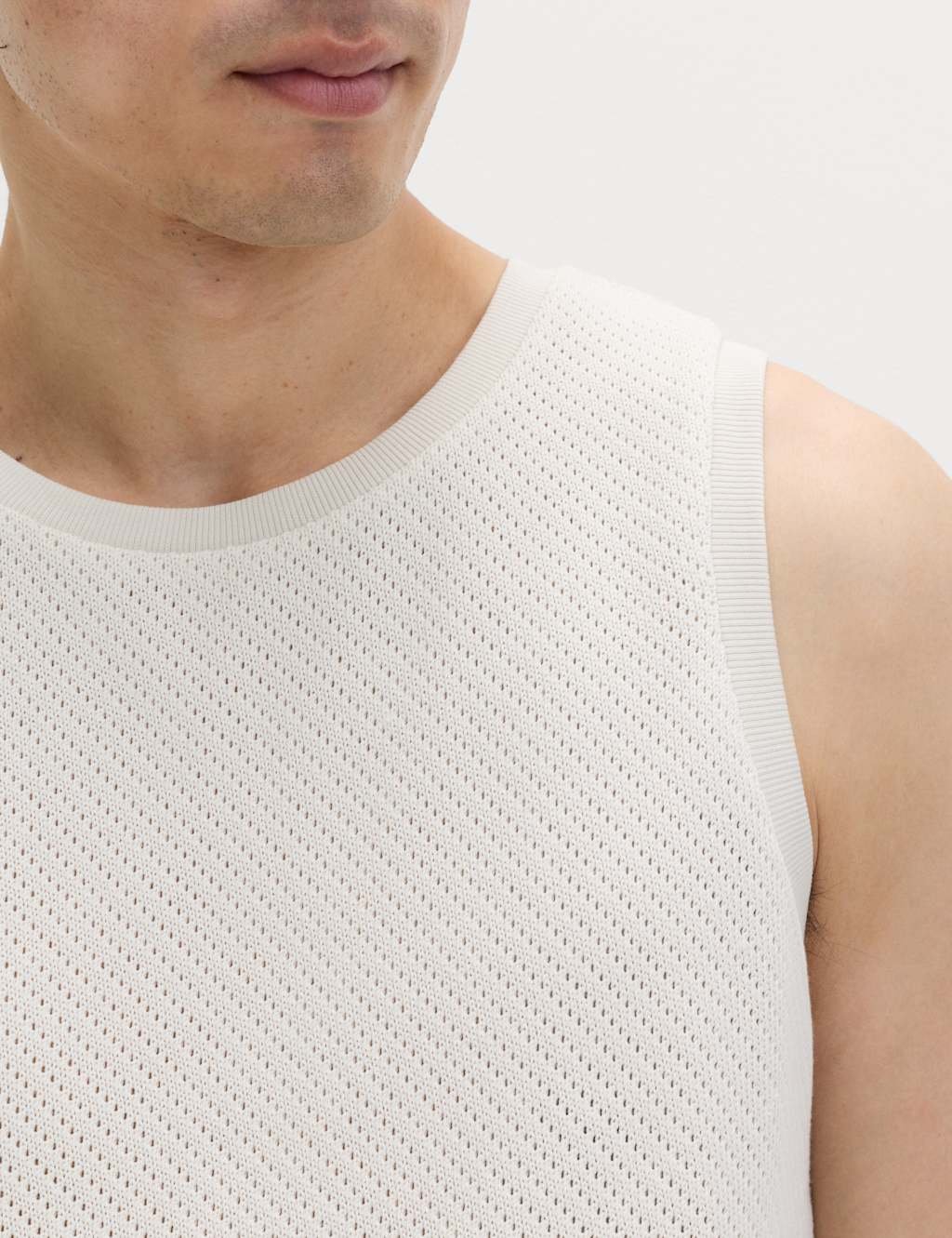 Marks & Spencer M&S Cotton Rich Knitted Vest Ecru - 2