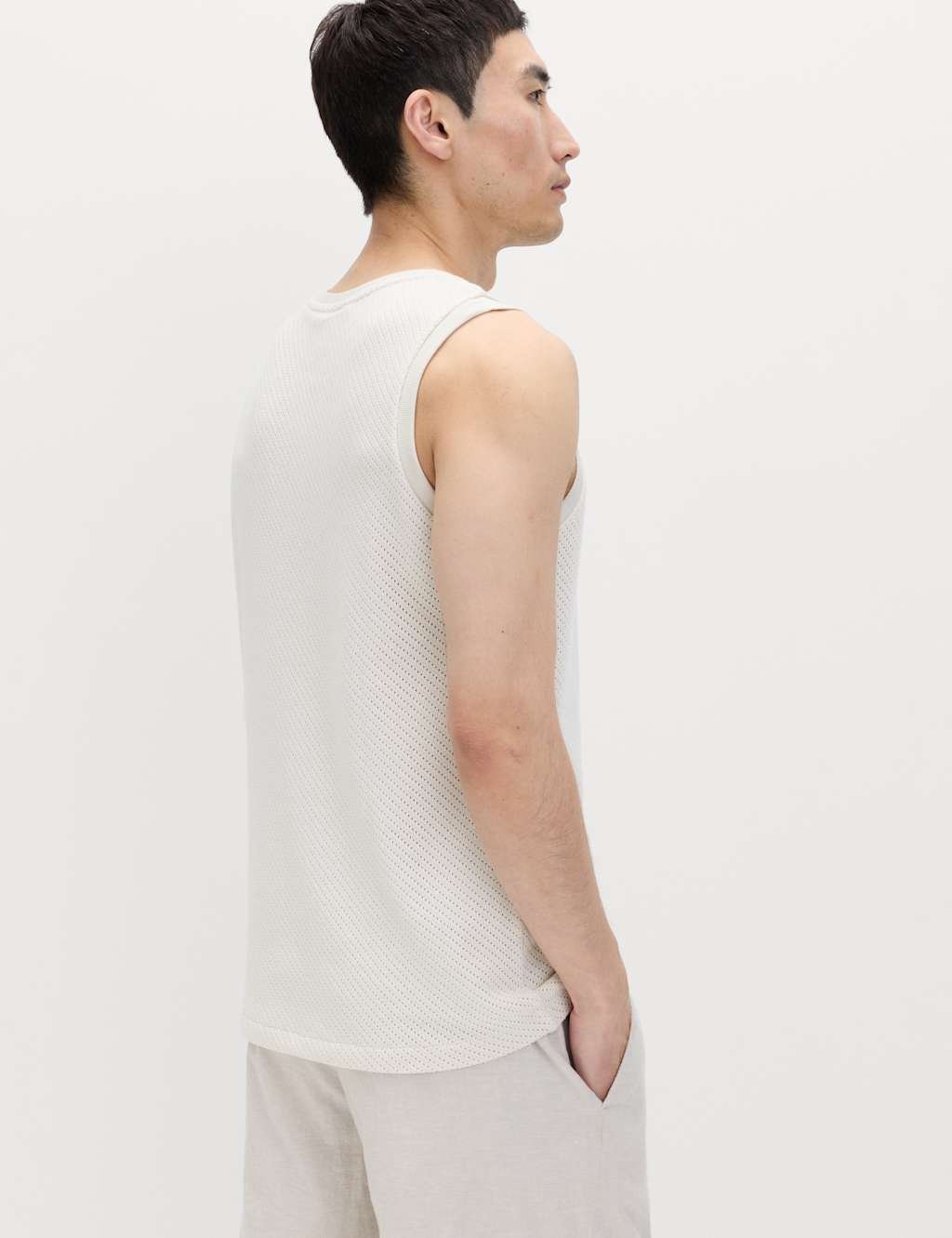 Marks & Spencer M&S Cotton Rich Knitted Vest Ecru - 3
