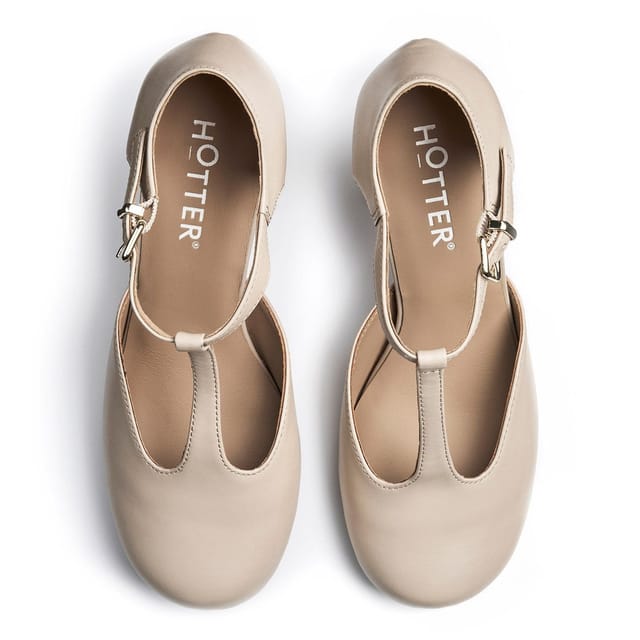 Hotter Hotter Women's 'Tempo' Classic T-Bars in Light Beige - 3