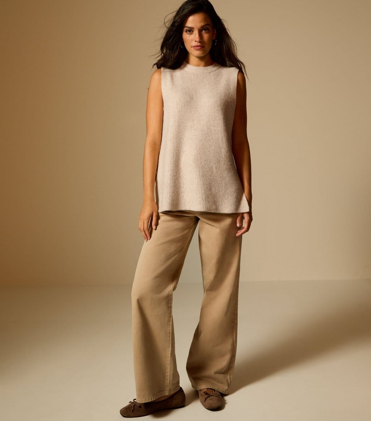 New Look Women's Oatmeal Ribbed Crew Neck Vest New Look - 4