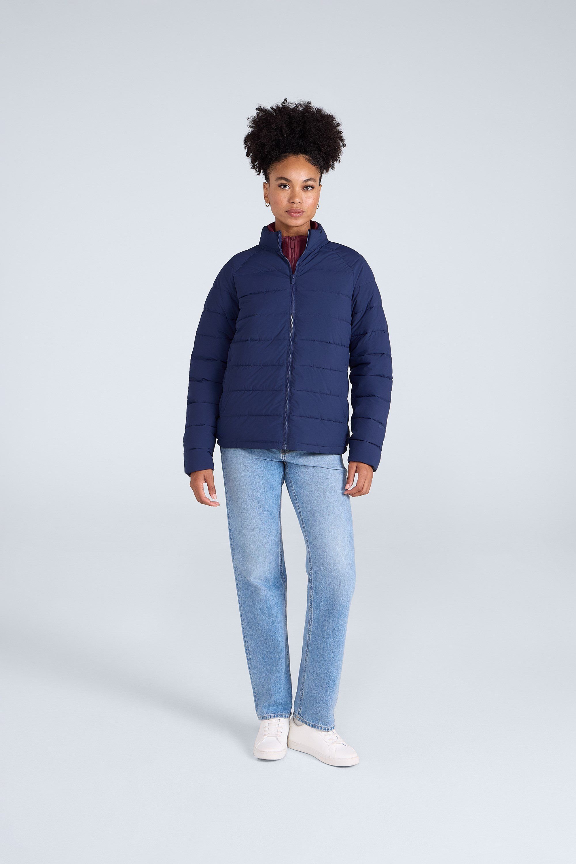 Animal Animal Women's 'Light Cosi' Lightweight Full Zip Warm Padded Outdoor Hoodless Jacket in Navy - 2