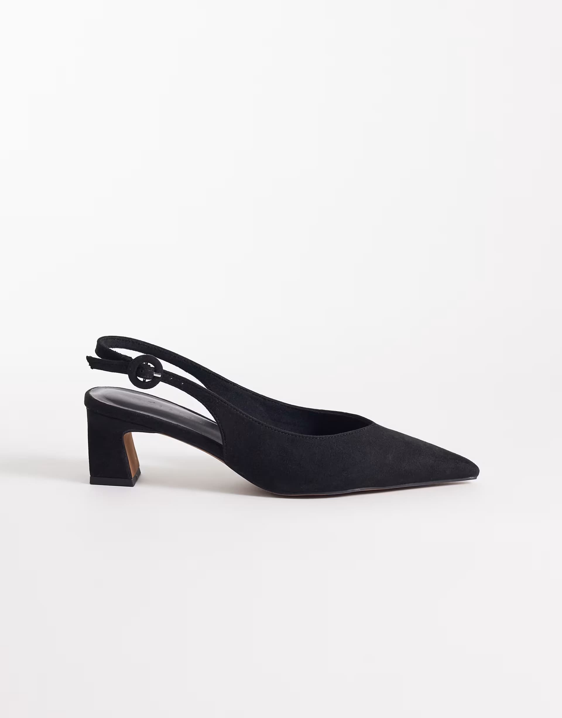 ASOS ASOS DESIGN Swift slingback block heeled shoes in black suedette