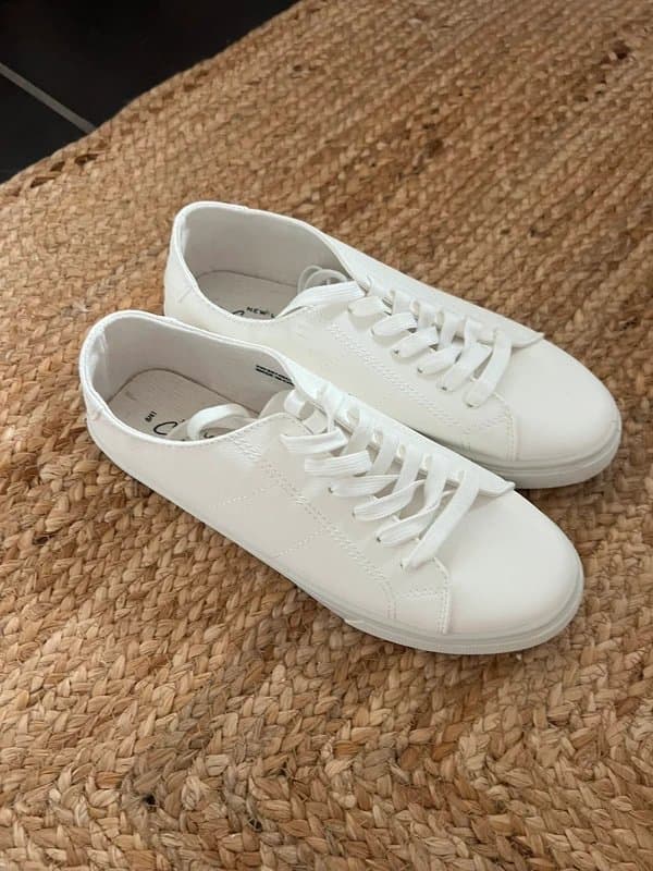 New Look White faux leather trainers