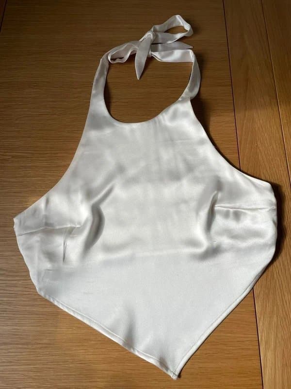 Bershka Bershka cream Summer clubbing satin backless halter neck top