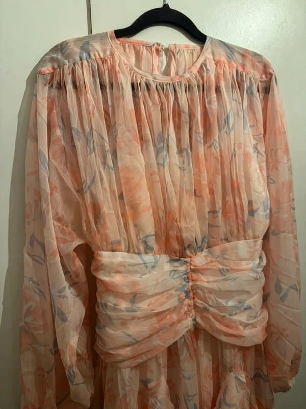 ASOS ruffle light pink long dress
