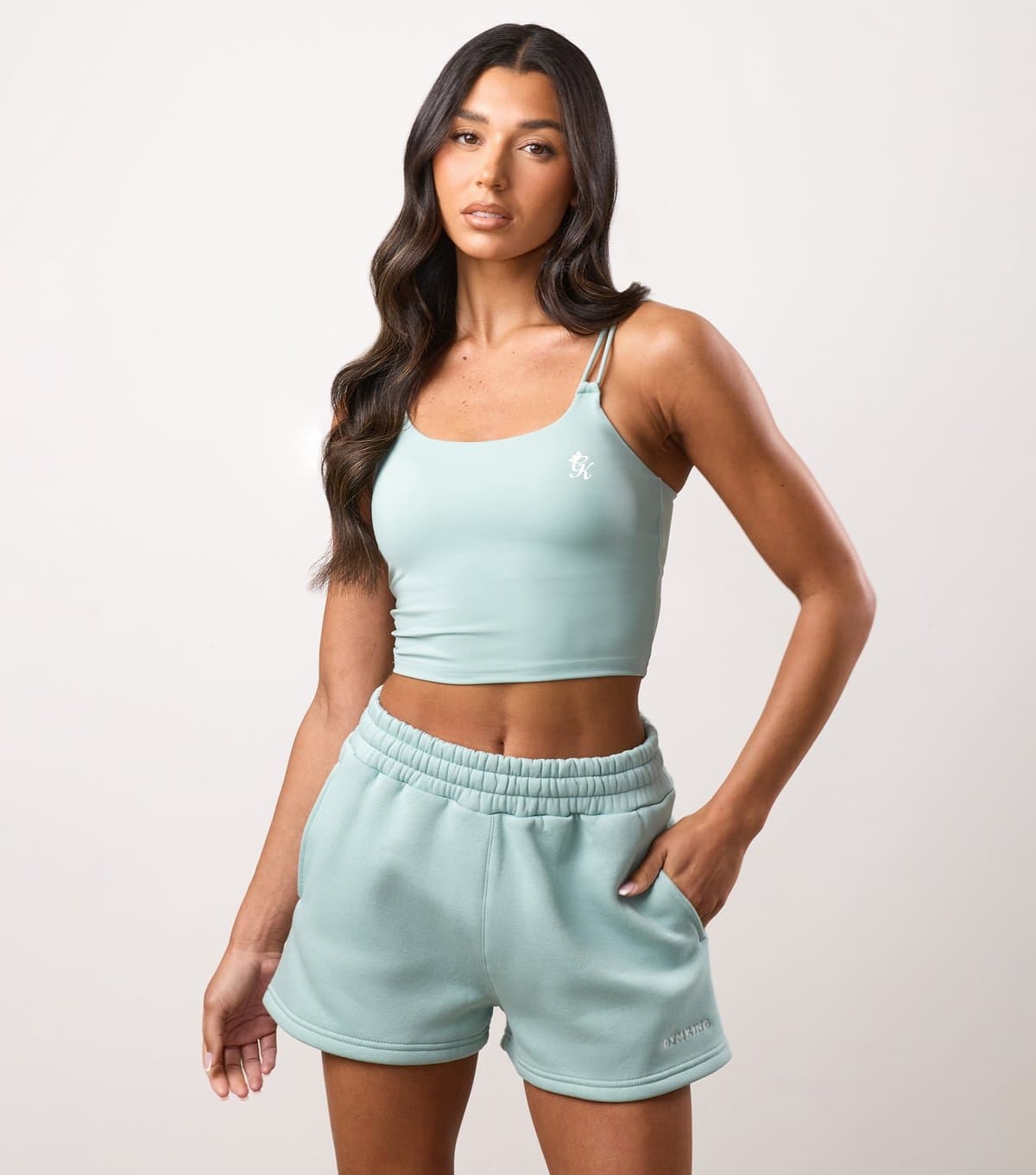 Gym King Gym King Light Green Logo Print Longline Tank Top