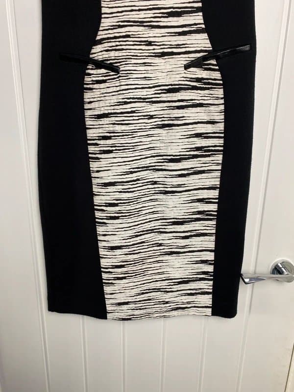 Roman Originals Roman Black & White Pencil Dress Size 12 | Smart Work Office Wiggle Dress