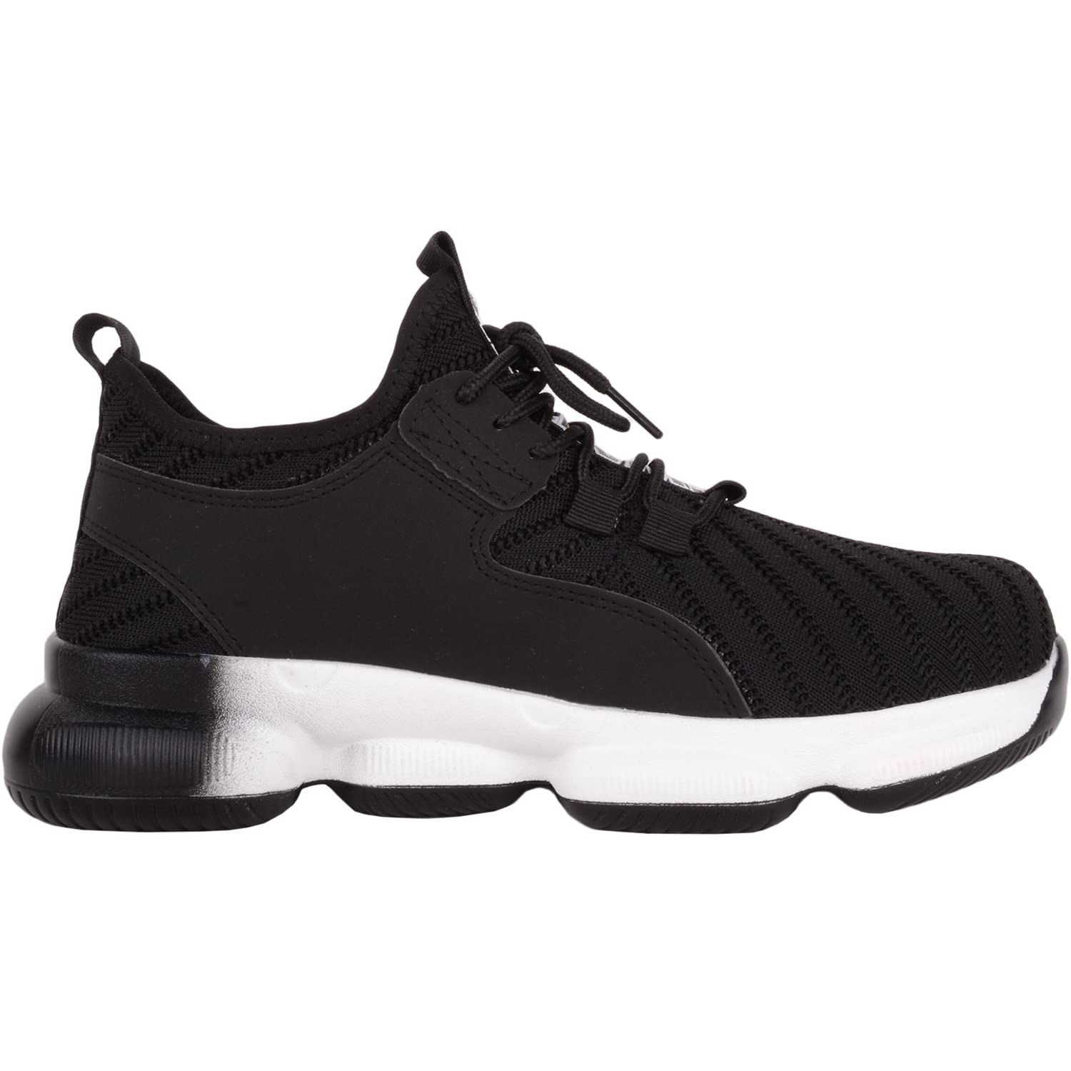 ABSOLUTE FOOTWEAR ABSOLUTE FOOTWEAR Women's Womens Slip On Lightweight Sports Lace Up Mesh Steel Toecap Trainers in Black - 2