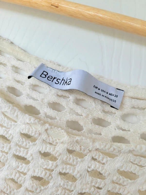 Bershka Bershka cream open knit crochet cropped jumper | size 8