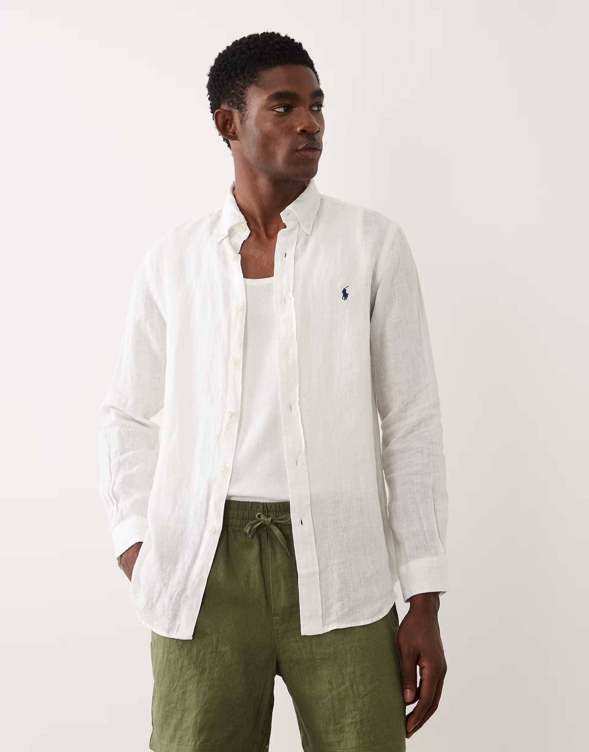 Polo Ralph Lauren White Linen Long Sleeve Shirt by ASOS