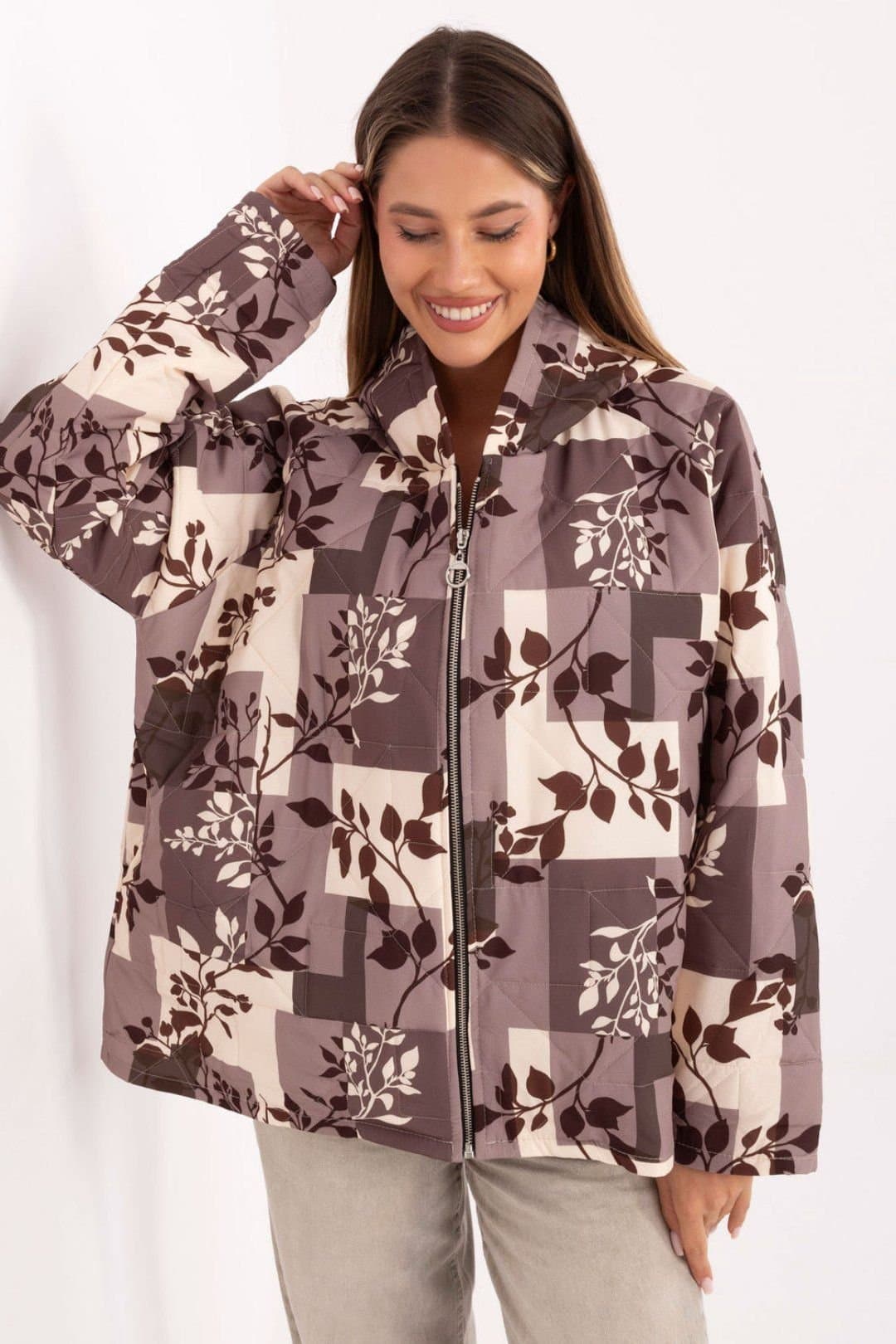 Love Lace Love Lace Women's Colorful Hooded Quilted Jacket for All Seasons in Mauve