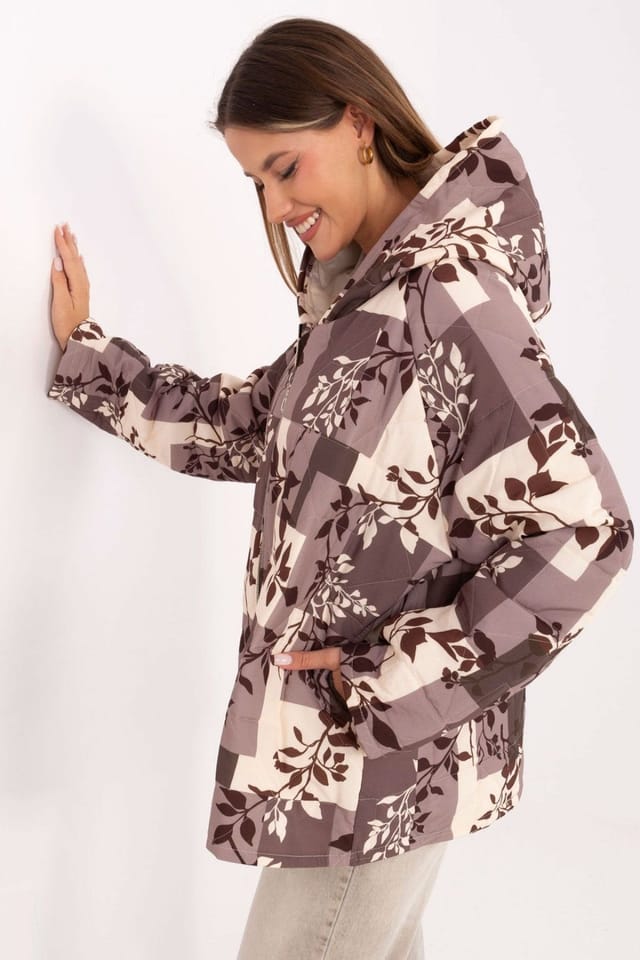 Love Lace Love Lace Women's Colorful Hooded Quilted Jacket for All Seasons in Mauve - 2