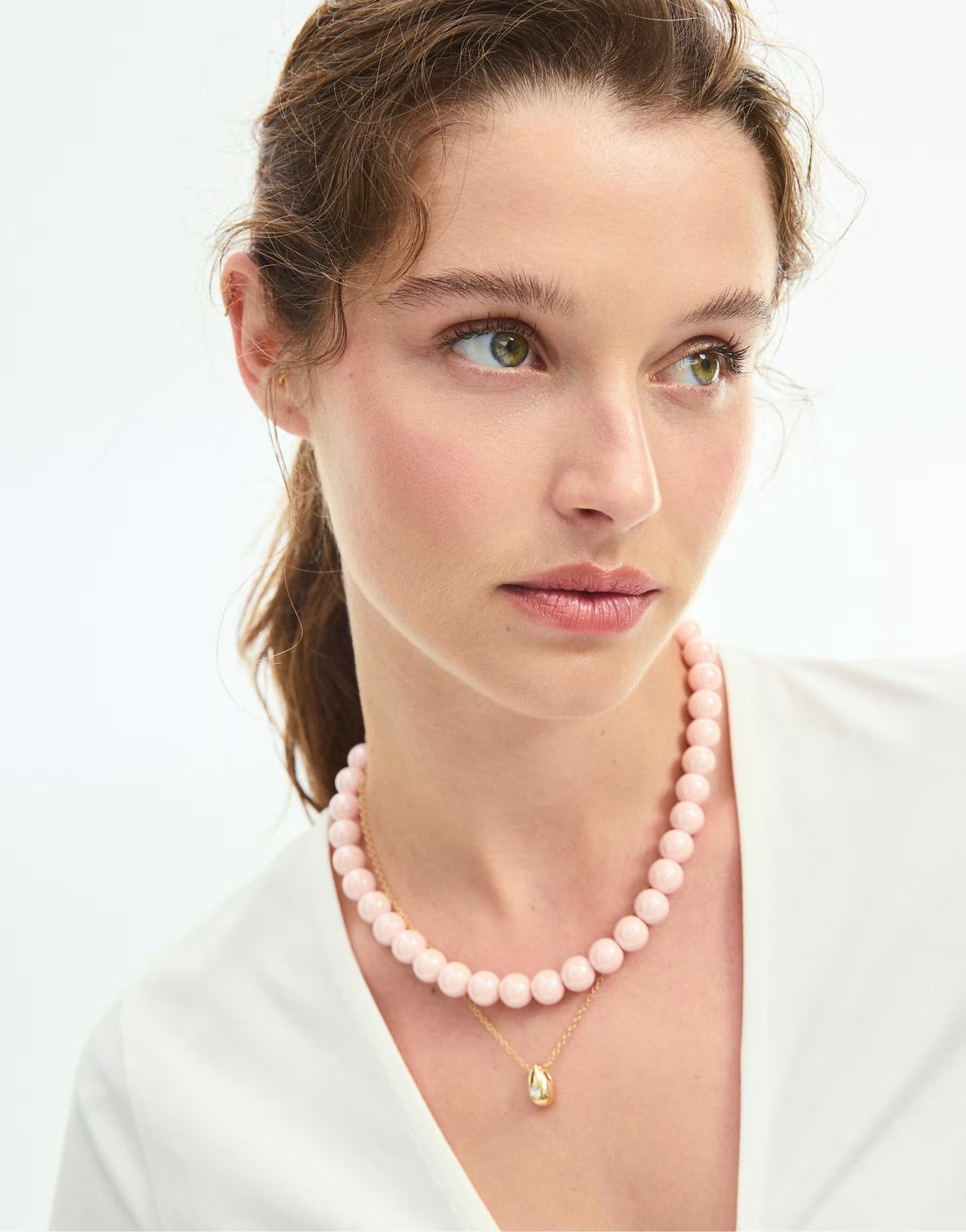 ASOS Stradivarius Set of 2 bead necklaces in pastel pink