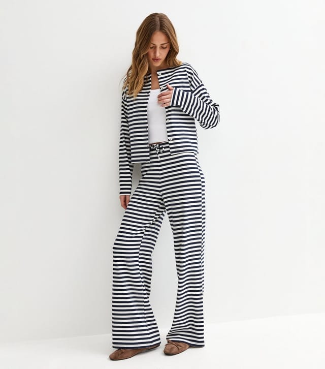 New Look Women's Blue Relaxed Striped Wide Leg Trousers New Look - 2
