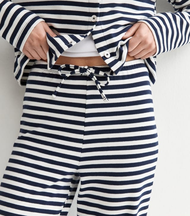 New Look Women's Blue Relaxed Striped Wide Leg Trousers New Look - 3