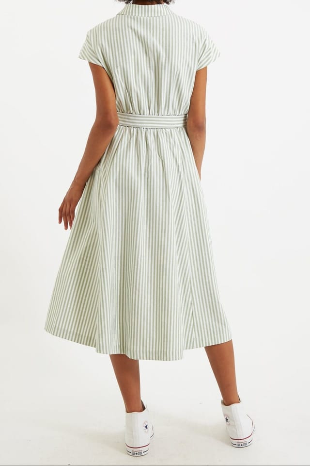 Louche Louche Women's Fleur Sail Stripe Midi Shirt Dress in Green - 2