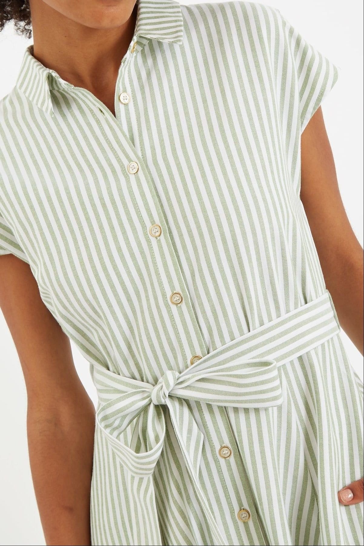 Louche Louche Women's Fleur Sail Stripe Midi Shirt Dress in Green - 4