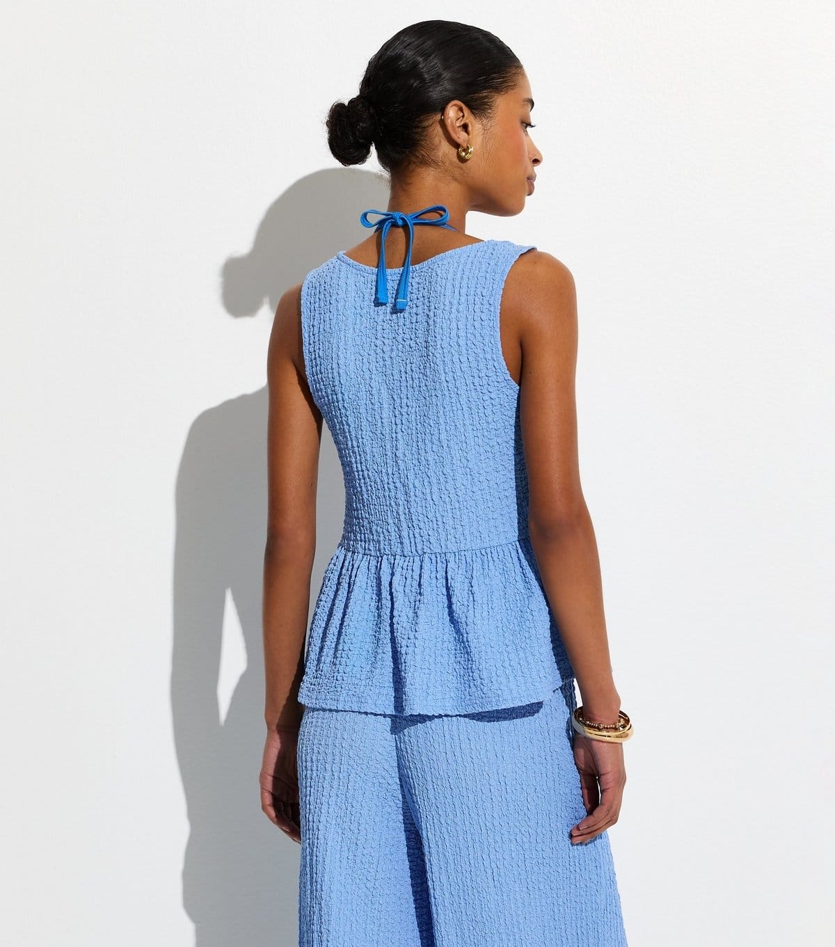 New Look Women's Light Blue Textured Jersey Peplum Beach Top New Look - 4