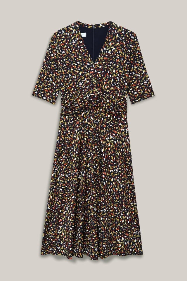 Hobbs London Hobbs London Women's Jaci Printed Jersey Midi Dress in Dark Navy - 2