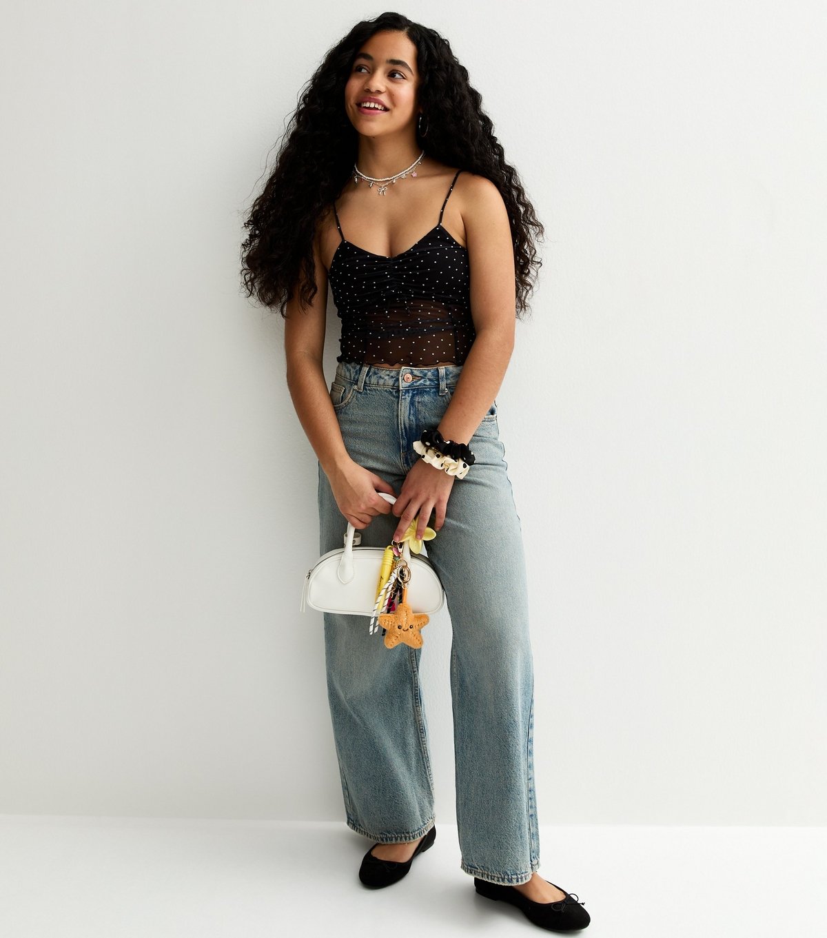 New Look Girls' Black Spot Mesh Cami Top New Look - 2