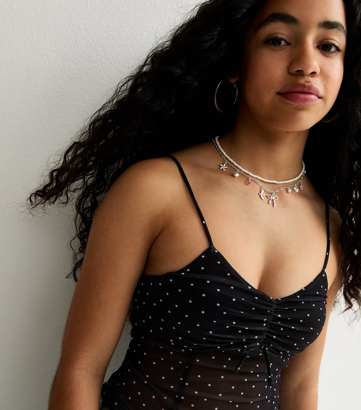 New Look Girls' Black Spot Mesh Cami Top New Look - 3
