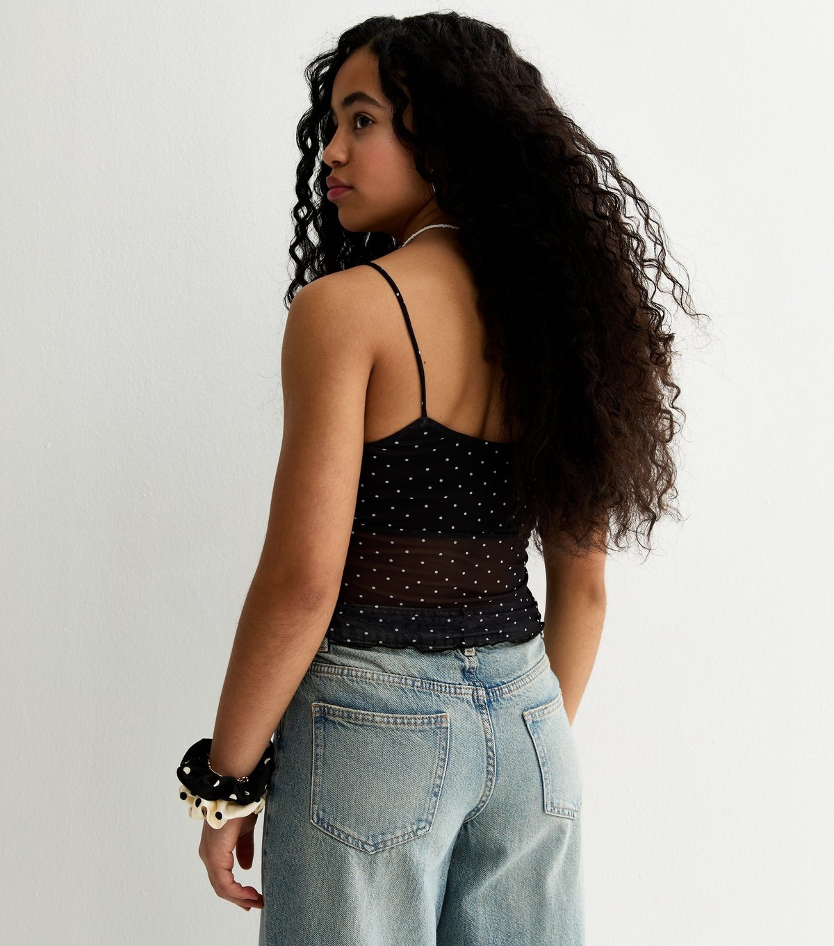 New Look Girls' Black Spot Mesh Cami Top New Look - 4