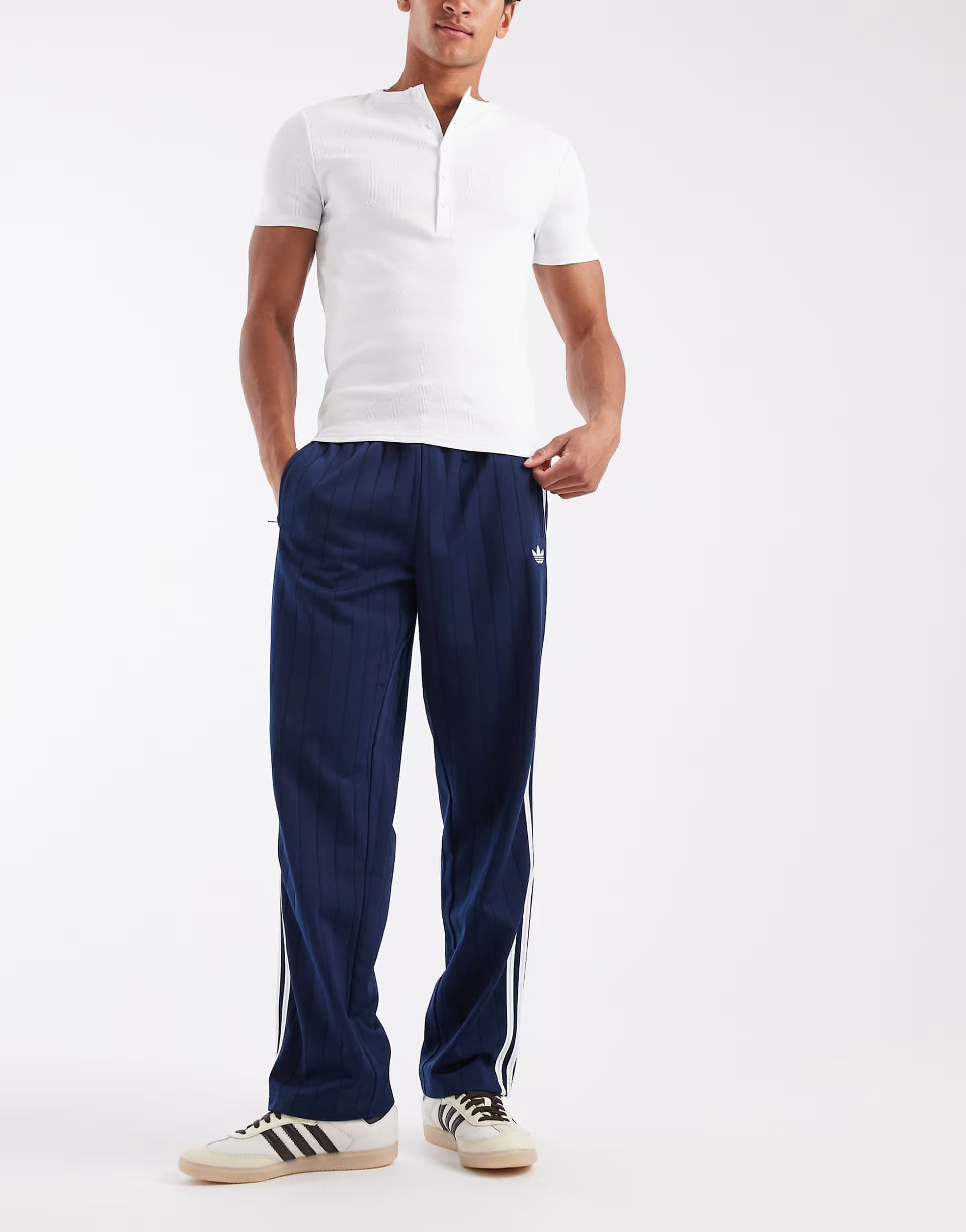 ASOS adidas Originals firebird drop needle track pants in navy