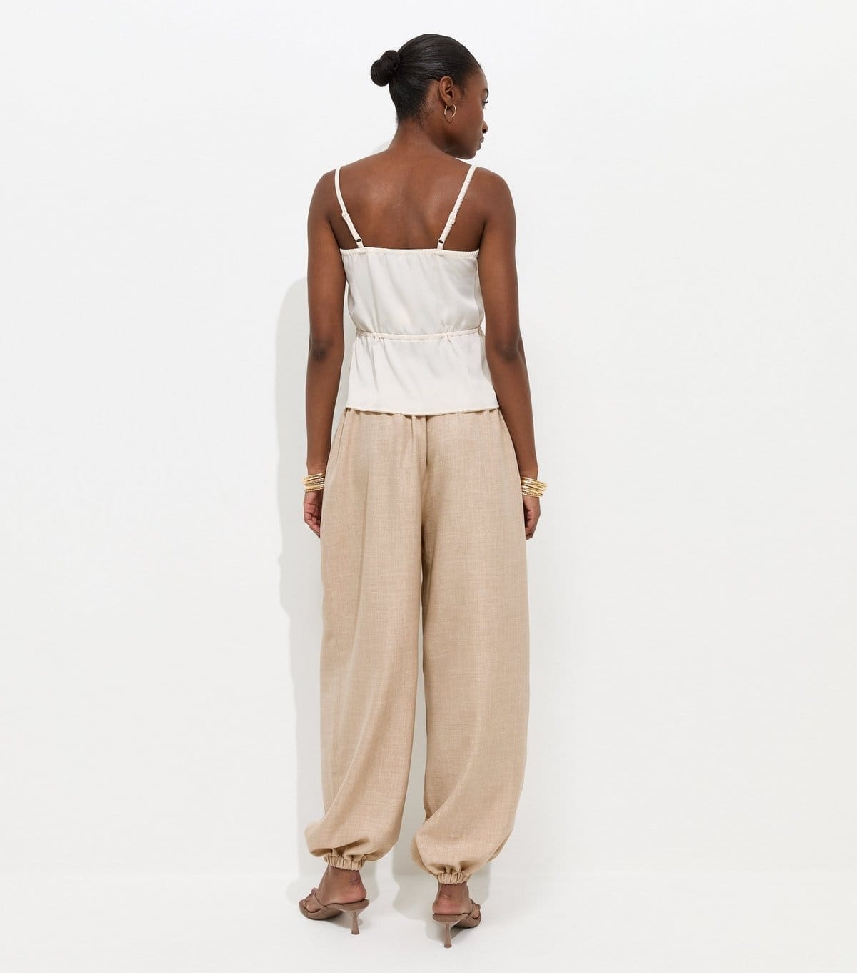 New Look Women's Stone Drawstring Cuffed Trousers New Look - 4