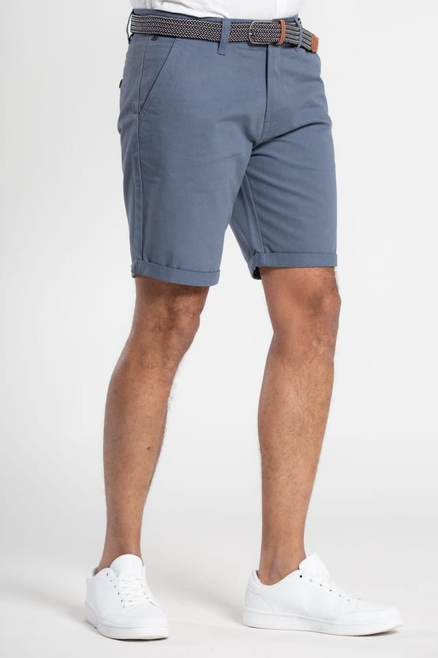 Tokyo Laundry Tokyo Laundry Men's Cotton Belted Chino Shorts in Mid Blue - 3