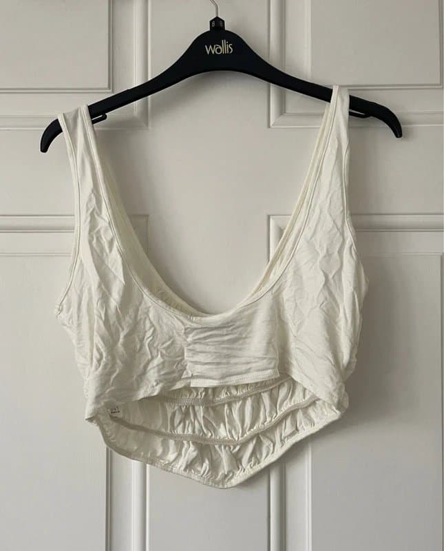 ASOS Asos Luxe White/Cream Ruched Crop Top with Corset Hem (12)