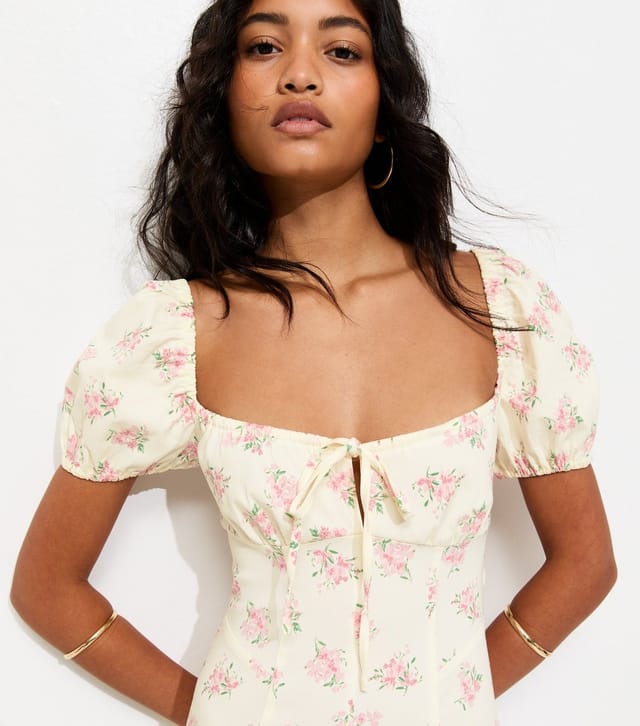 New Look Women's White Mini Bouquet Milkmaid Midi Dress New Look - 2