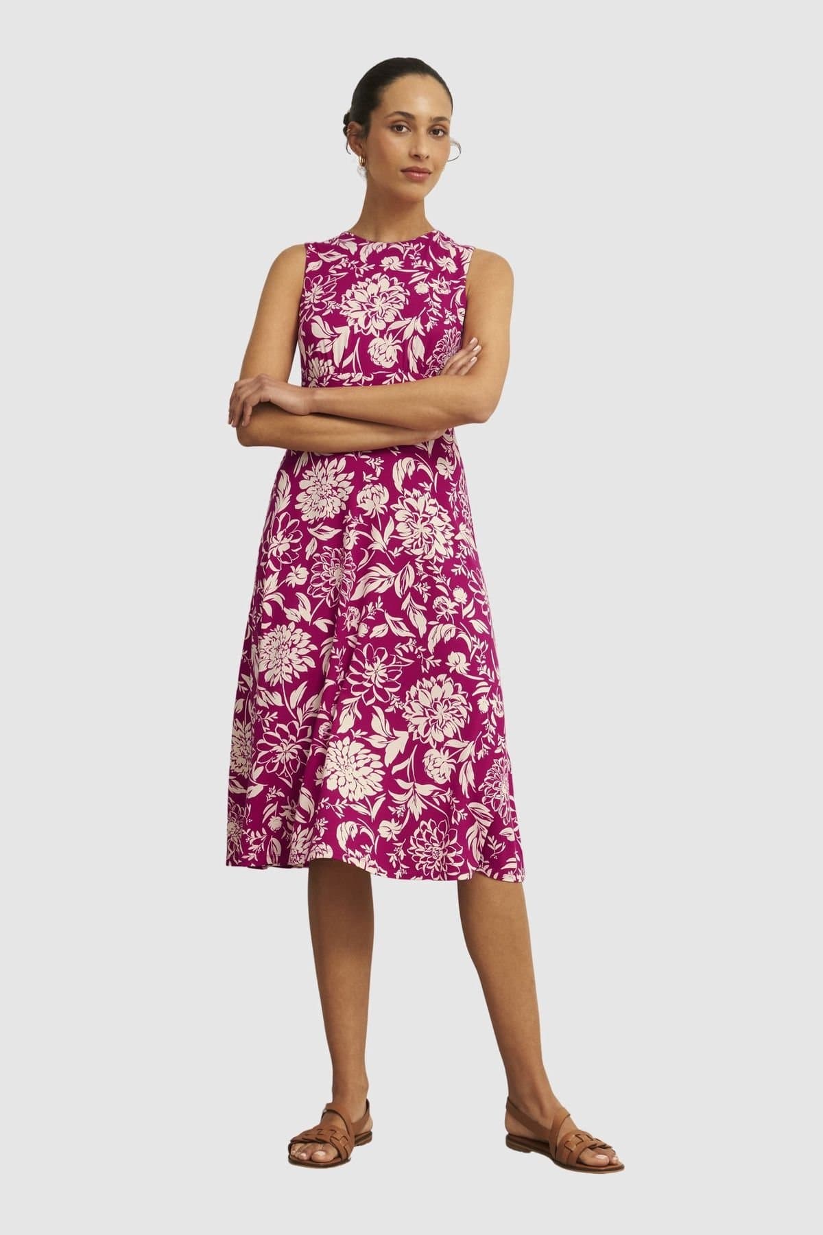 Hobbs London Hobbs London Women's Marylise Floral Print Jersey Dress in Fuchsia