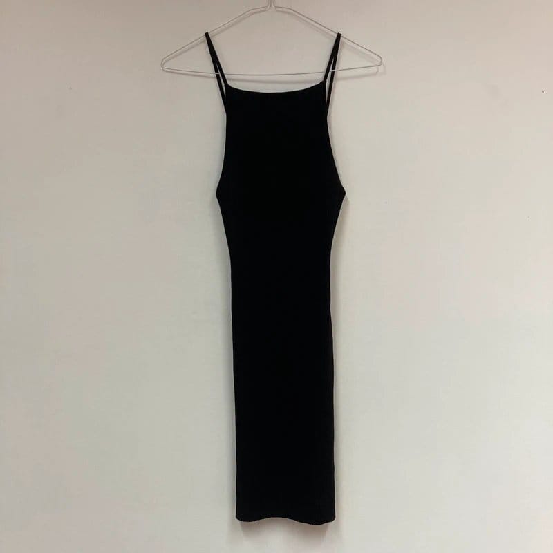 Bershka Black Ribbed Knit Mini Dress